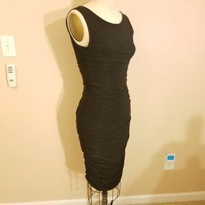 Black Sleeveless Boatneck Wiggle Sheath Dress
